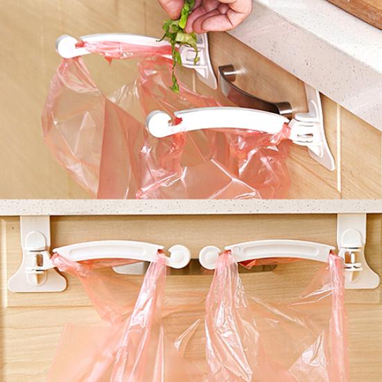 Kitchen Cupboard Cabinet Door Tailgate Stand Storage Garbage Bags Hanging  Hooks