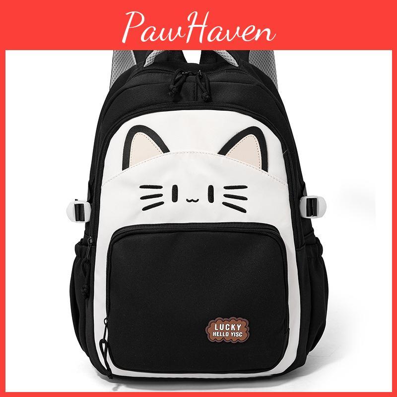 Capacity Simple Large Backpack With Kitten And Letter Print Design For Use Daily