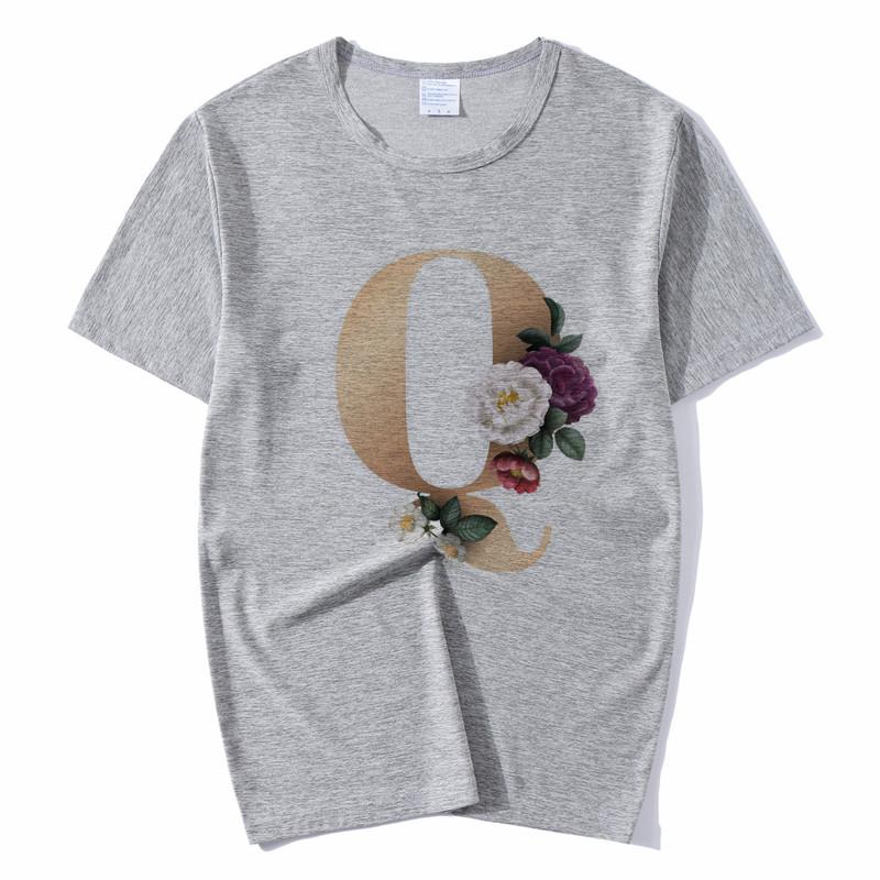 Summer A To Z 26 Alphabet Print Tshirt Cartoon Tees Women Streetwear Funny Casual T
