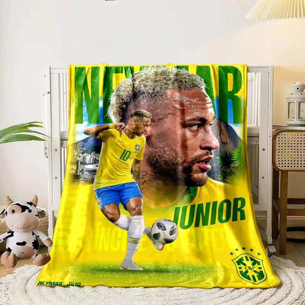 Yellow Soccer Designed Flannel blanket for bedroom, living room, sofa, and nap