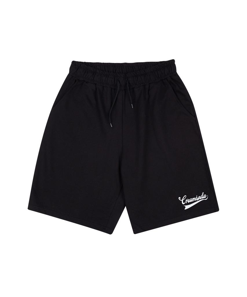 CREAM SODA LAB Lab Authentic Logo Training Shorts Black White