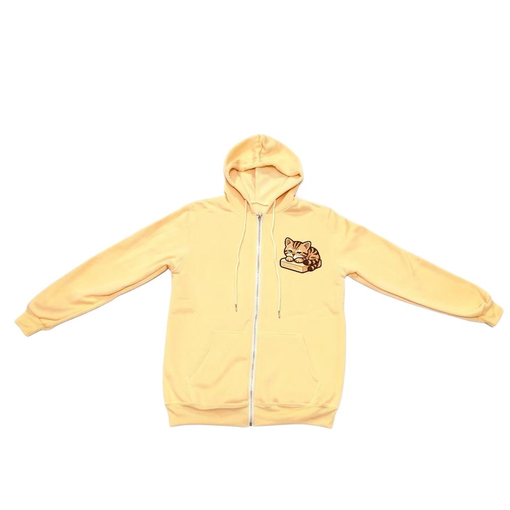 Hooded zipper sweater men's and women's short-sleeved cartoon long-sleeved cat print casual jacket spring and autumn couple's clothing