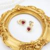 Burgundy Heart Rhinestone Earrings, s925 Sterling Silver, Gold-Plated Studs – Fashionable Luxury Women's Jewelry