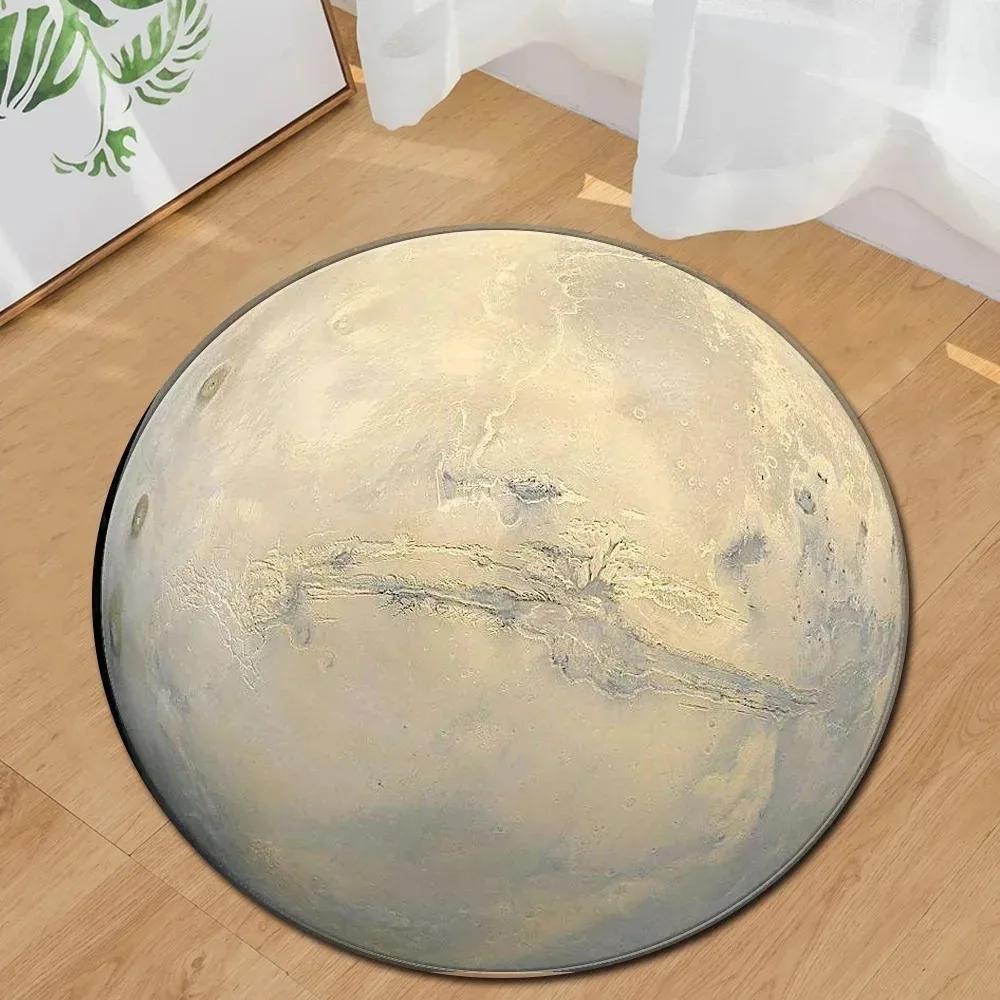 

Circular Carpet Earth Galaxy Jupiter Mars Printed Rug Bedroom Bedside Living Room Non Slip Foot Mat Home Decoration 40x40cm