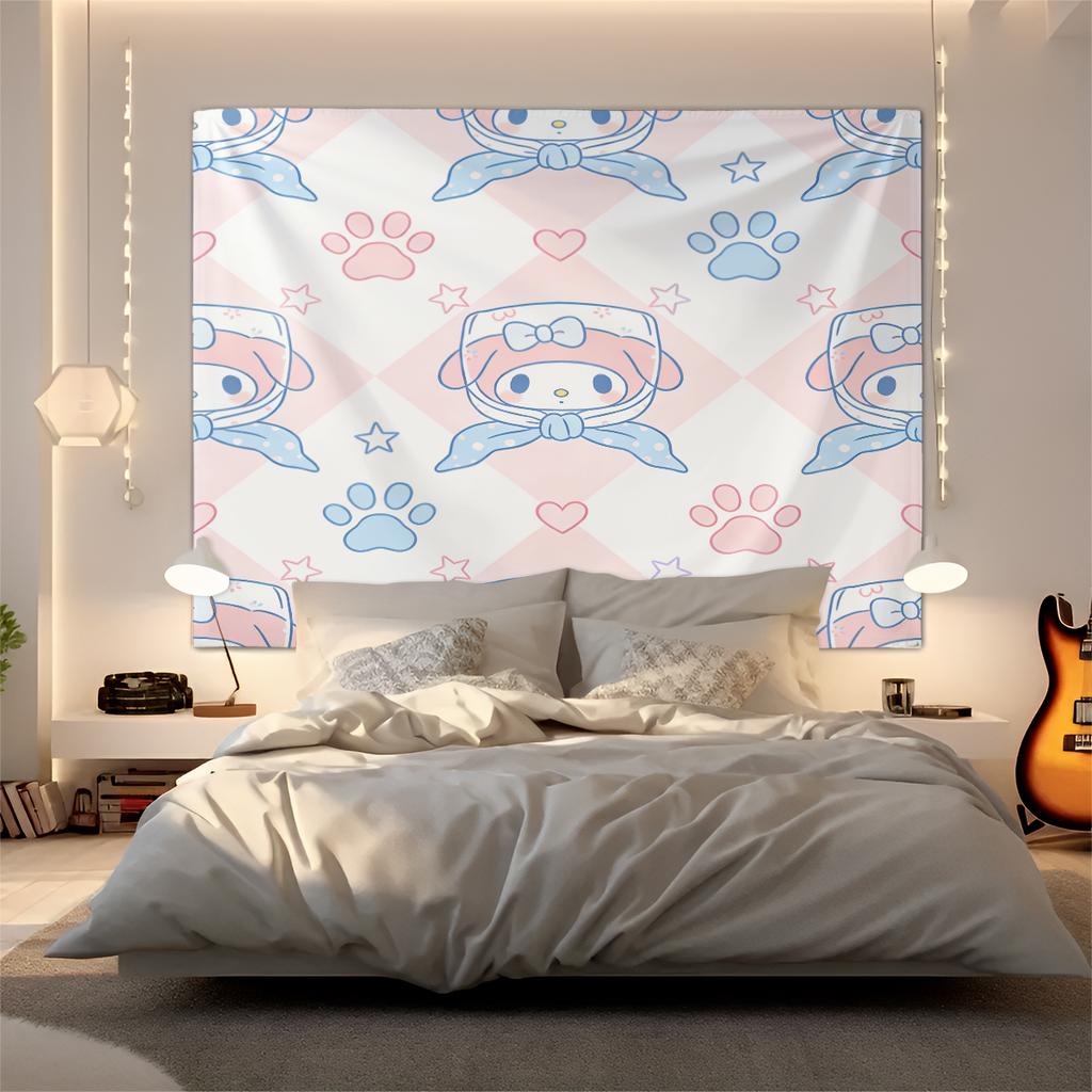 Sanrio Characters Tapestry Cute Cartoon Wall Hanging for Bedroom Living Room Dorm Home Decor Aesthetic Gift