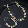 Nouveau bijou populaire européen et américain, chaîne de cou exquise brillante incrustée de diamants, ensemble deux pièces collier en strass colorés tempérament