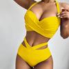 2024 European and American New Style High-Waisted Digital Print Bikini