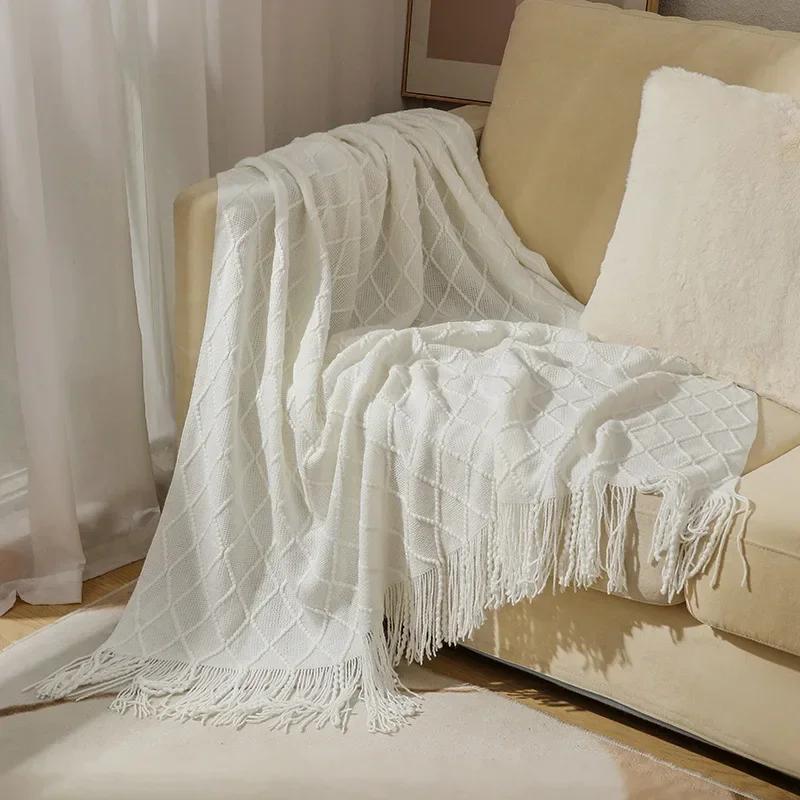Aesthetic Nordic Plaid Knitted Throw Thread Blankets on the Bed Sofa Throw Travel TV Nap Blankets Soft Towel Bed Plaid Tapestry