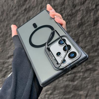 Suitable for Samsung S25 Ultra Magnetic Phone Case S24plus Creative Lens Bracket S23 Dual Color Anti Fall