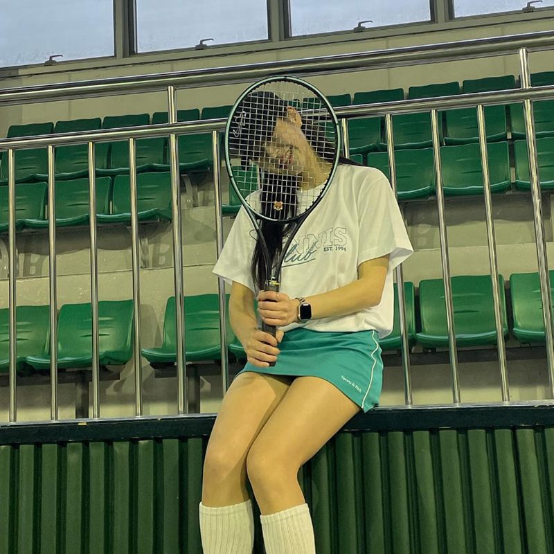 Tennis Club American Retro Sports Tennis Club Letter Print Pure Cotton Younger T-shirt Female