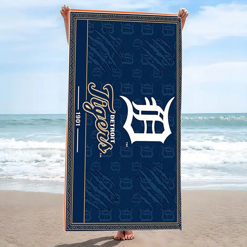 Detroit Tigers Print Beach Towel, Large Soft Quick Dry Towel for Beach Camping Swimming