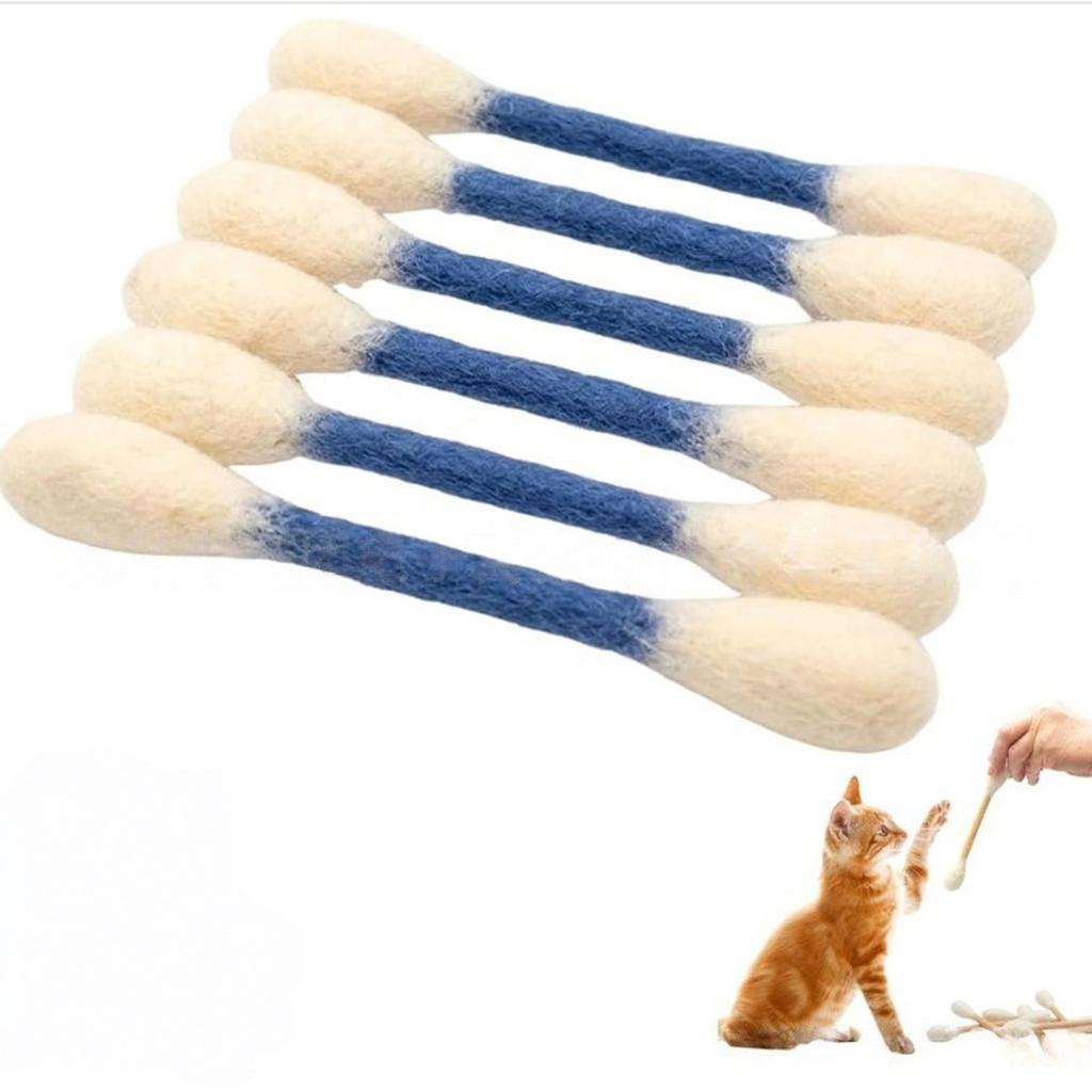 Cotton Swabs Toys With Catnip, 6 Pk Giant Chew Sticks For Indoor Boredom, Ropes, Big Interactive Play Lover Gift Accessories
