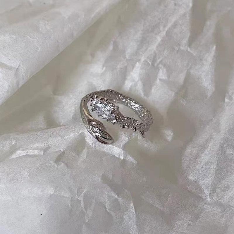 Adjustable Cross Zircon Open Ring - Stylish Geometric Design