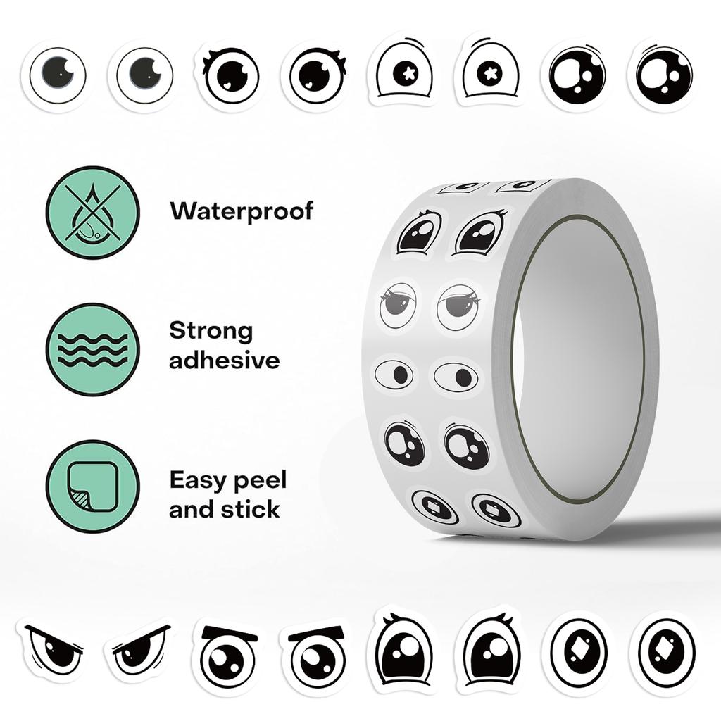 500-Piece Set of Wiggly-Eyed Smiley Stickers Suitable for Mobile Phones, Notebooks, Luggage and Water Bottles Doodle Decoration