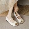 Round Head Pregnant Women Single Shoes Women's 2025 Spring and Summer New Niche Design Flat-bottomed French Ladyshoes Lightweight Grandma Shoes