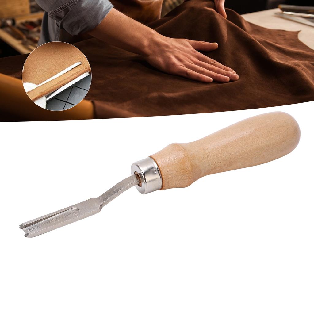 Wide Mouth Leather Edge Beveler Wooden Handle Durable Steel Incisive Cutting Edge Reasonable Angle Edge Skiving Beveler