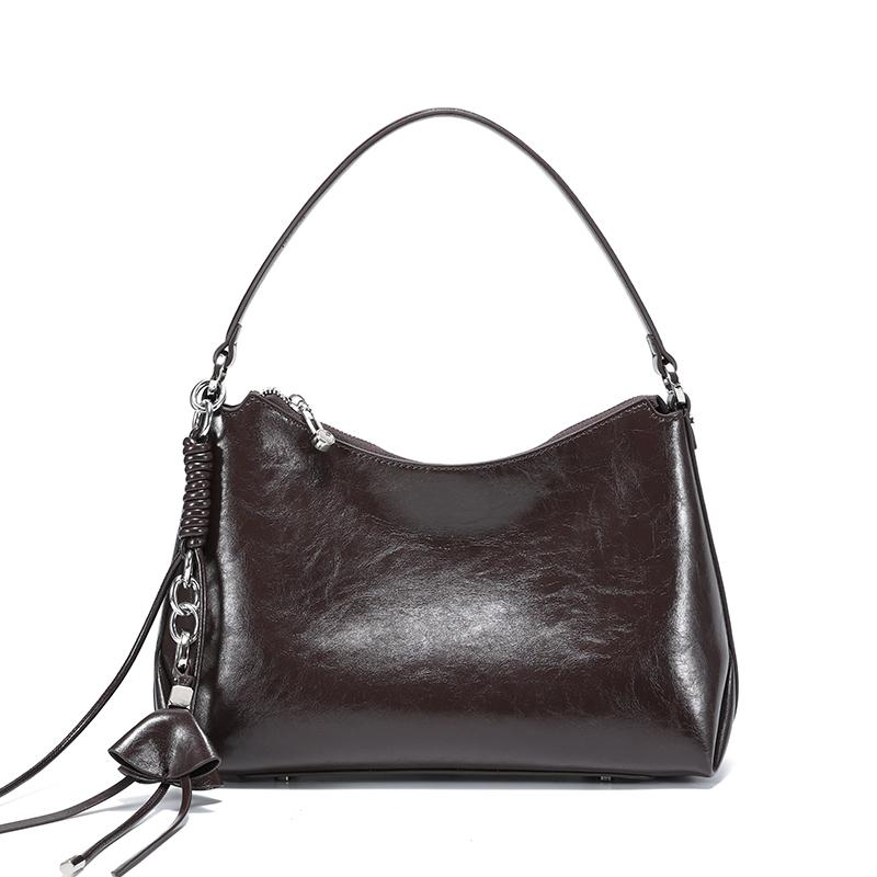 Retro Frosted Genuine Leather Handbag 2026 Winter Women's Natural Suede Leather Shoulder Bag Large Capacity Commuter Tote Bag