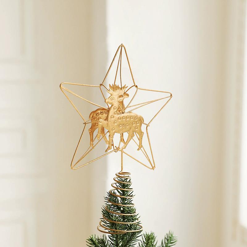 1Pc Christmas Tree Topper Modern Hollow Design Home Decor Christmas Tree Decorations Shimmering Christmas Topper Star Ornament