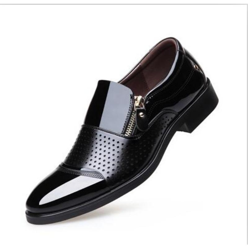 Marke Herren Business Lederschuhe Mode Spitzschuh Rutschfest Oxford Kleiderschuhe Herrenschuhe Klassischer Reißverschluss Lässige Laufschuhe 38-48