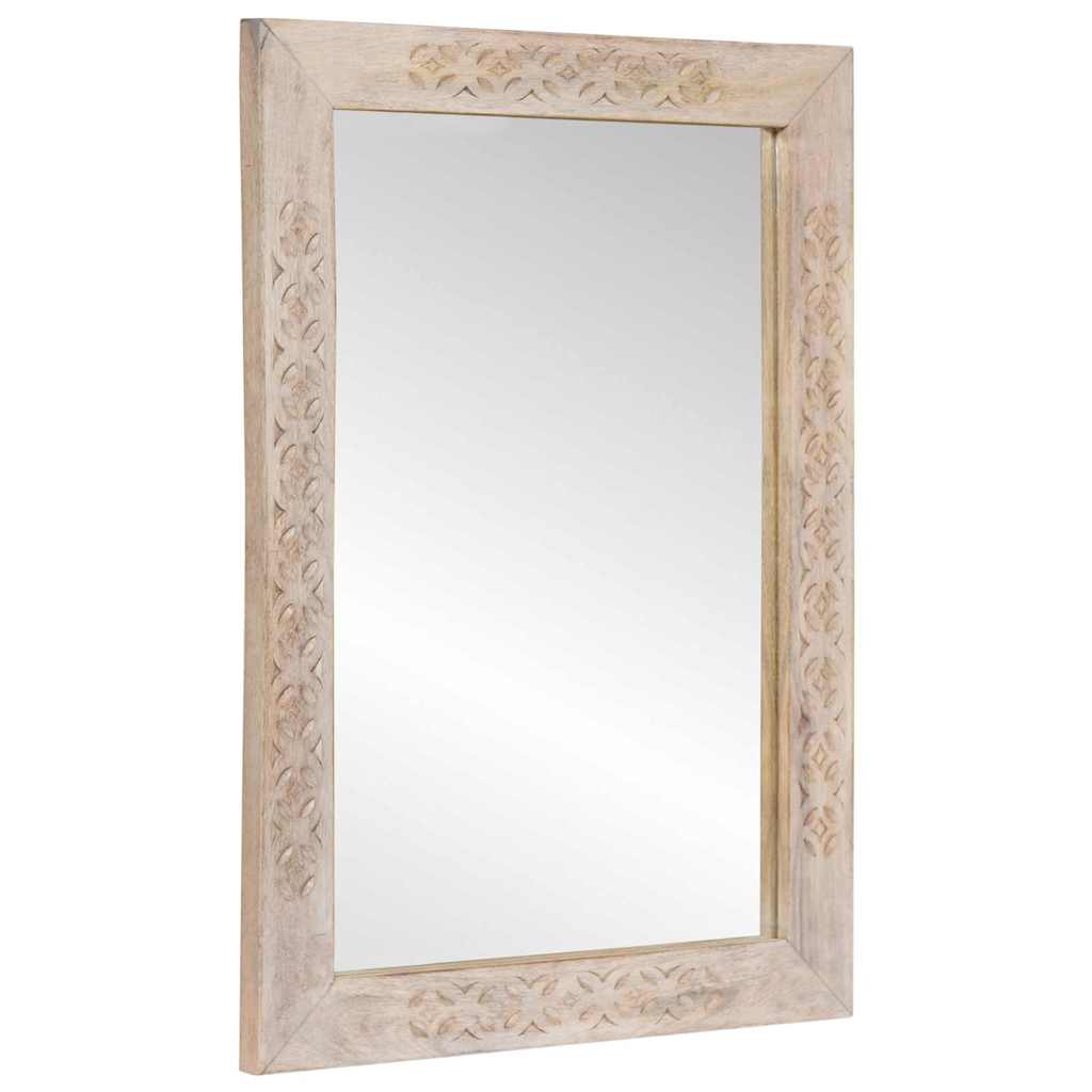 Wall Mirror Bleached White 70 x 50 cm Engineered Wood and Glass