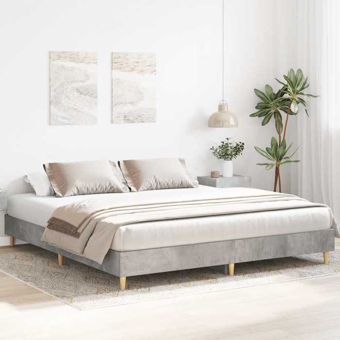 VidaXL Bed Frames Without Mattress Concrete Grey 180x200 Cm Engineered Wood, Bedroom Furniture, Slatted Base, Double Bed, 3329024
