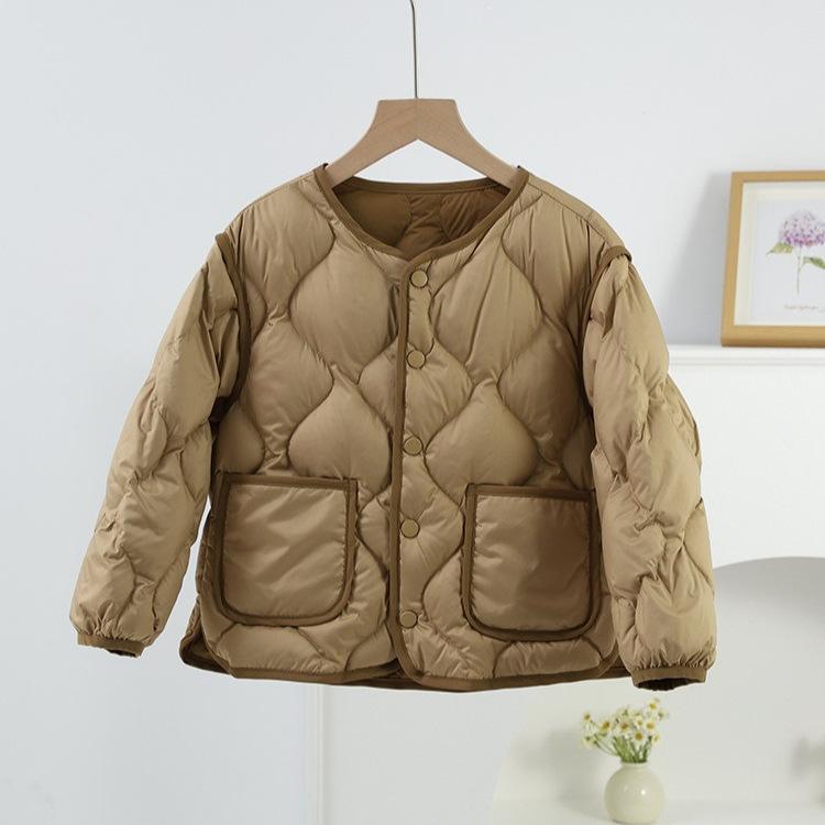 Thicker than thin styles~ Children's light and thin round neck down liner Boys and girls baby down jacket school uniform