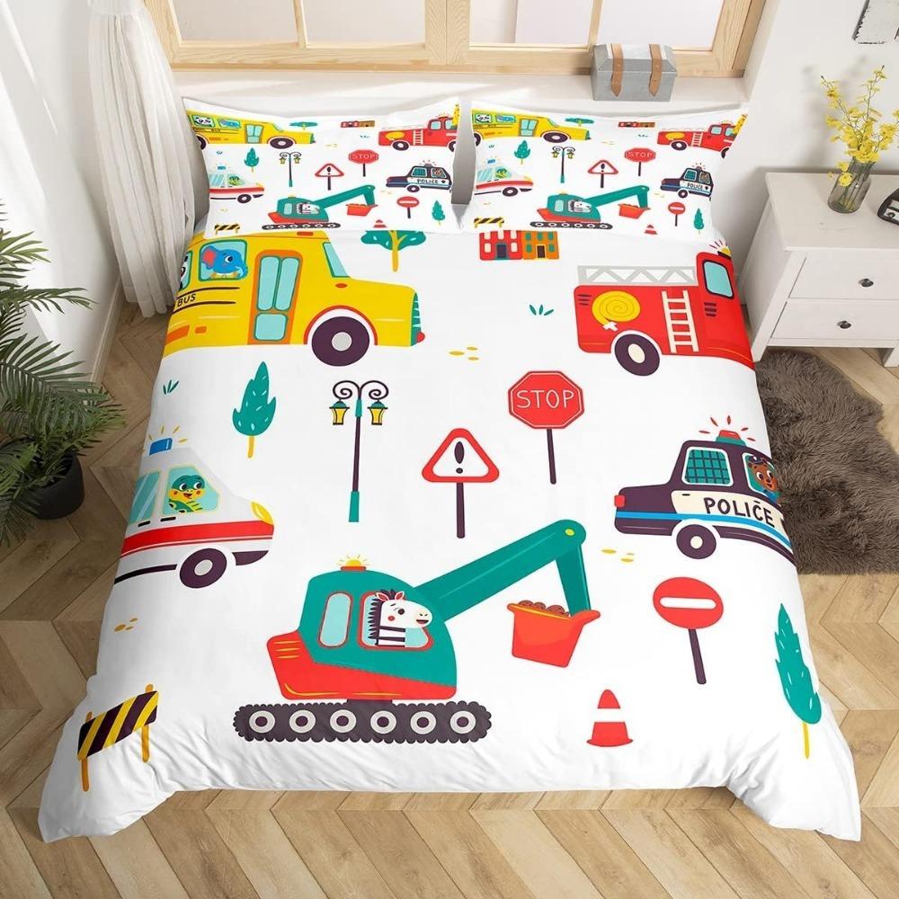 Cartoon  Car Aeroplane Toddler Bedding Motif,Microfibre Bedding Sets, Children's Bed  for Teenagers  Adult Red Blue Quilt Cover