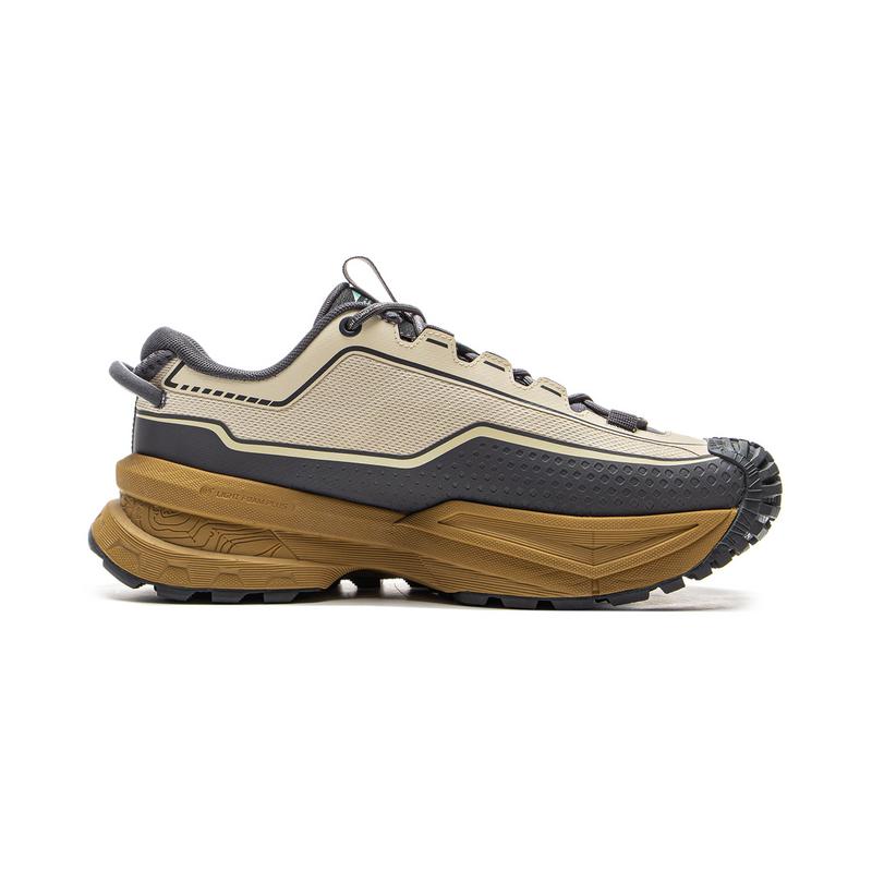 Li Ning CF Water Resistant Shock Absorbing Durable Support Reflective Low Top Outdoor Hiking Shoes Unisex Hiking Shoes Khaki AHTU023-7