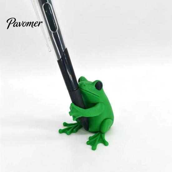 Multi-pen Storage 3D Printed Cute Frog Pen Holder, Bright Green Stand with Pen-Grabbing Structure, Non-slip Holder Anti-Slip Desktop Organizer