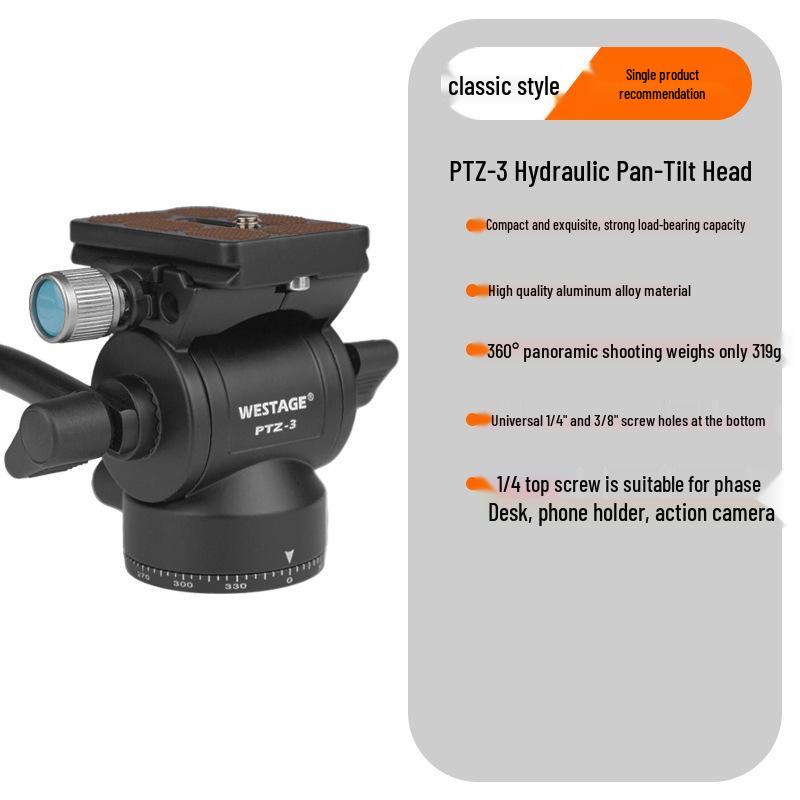 Compact Hydraulic Pan Tilt Head for 360° Panoramic DSLR & Mobile Photography/Videography чёрный