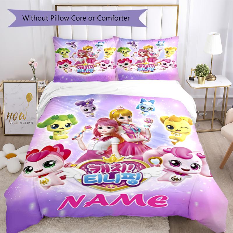 3pcs Custom Name Twinkle Catch Teenieping Bedding Set Duvet Cover Closure Includes 1 Duvet Cover & 2 Pillowcases, Soft and Comfortable for All Seasons