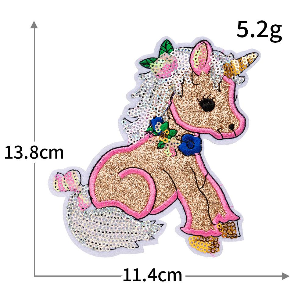 Sequin Pegasus Unicorn Computer Embroidery Cute Cartoon Pony Embroidery Cloth Sticker Clothes Decoration Badge Sticker