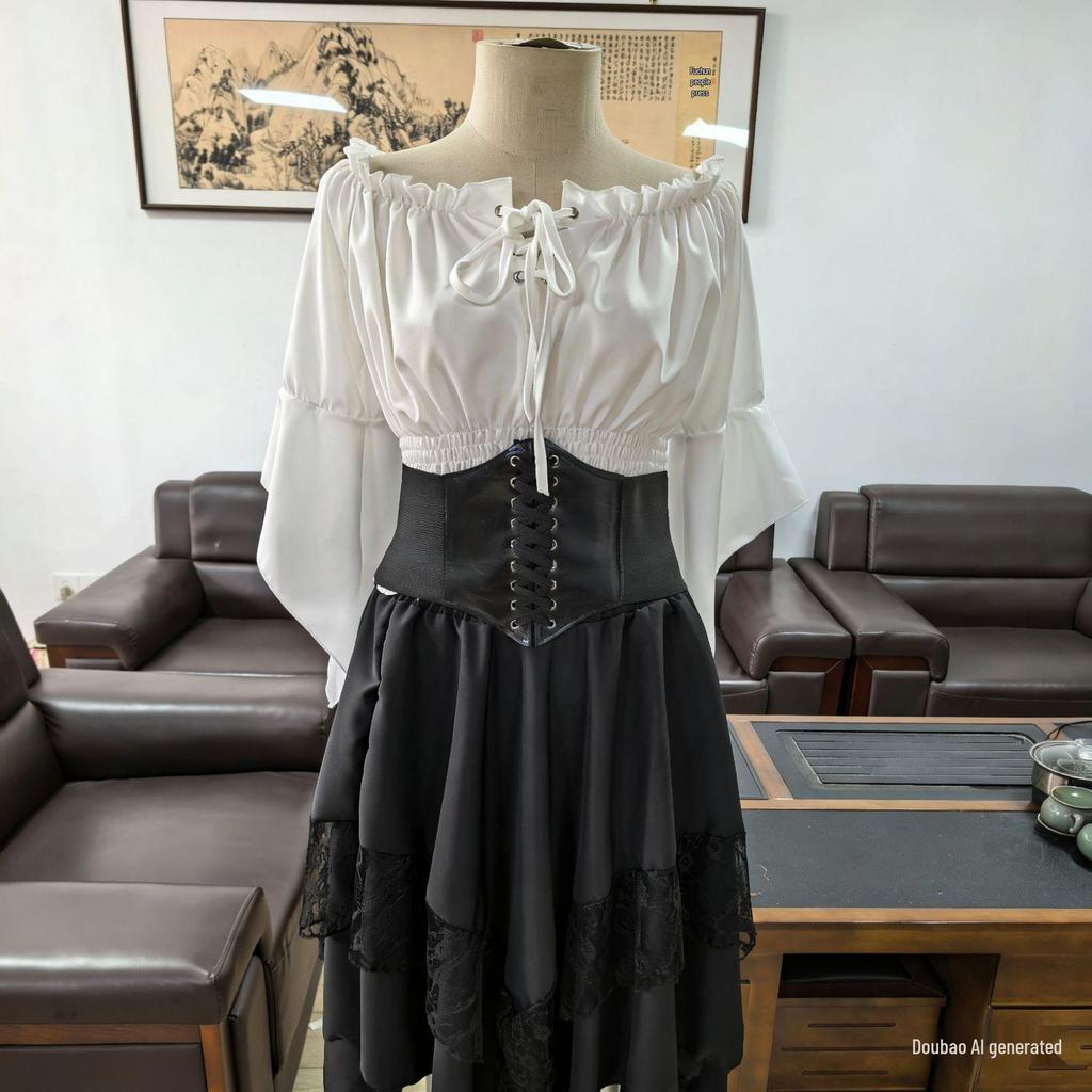 2026 Large Renaissance Lace Skirt Dress - Asymmetrical Halloween Fairy Style