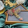 Bunte Strass-Kolibri-Brosche Großes Abzeichen Vintage-Stil Reversnadel Zubehör für Modebegeisterte