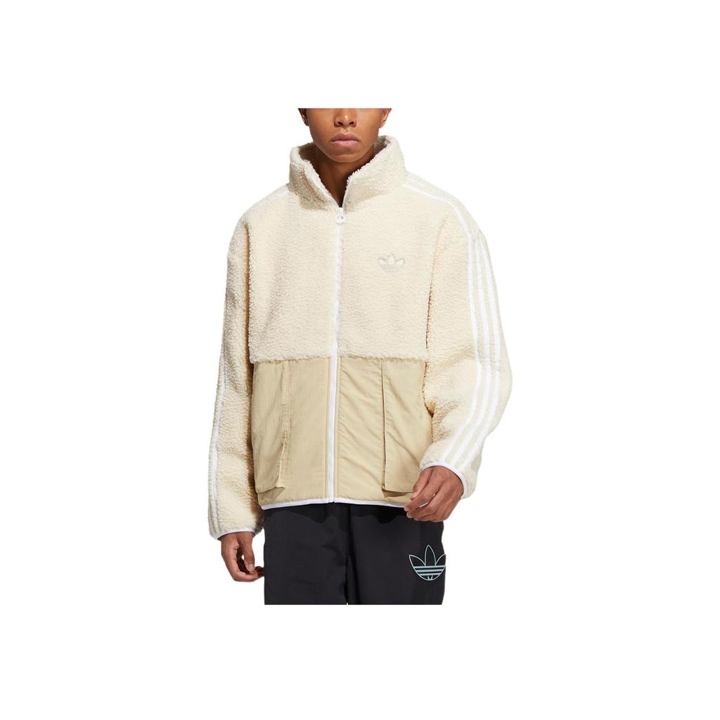 adidas Originals Classic Trefoil Stehkragen Fleecejacke mit Kängurutasche Unisex Jacken Off-White HY1378
