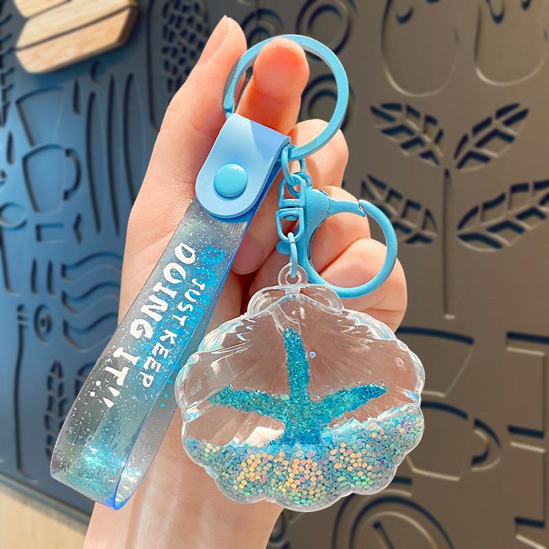Adorable Starfish Seashell Floating Bottle Keychain For Gifts And Decorations