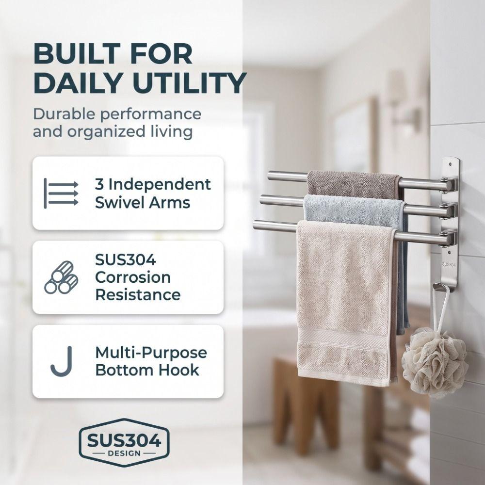 Stainless Steel Towel Bar Silver Towel Holder Organizer Bath Towel Hanger Home Bathroom Kitchen