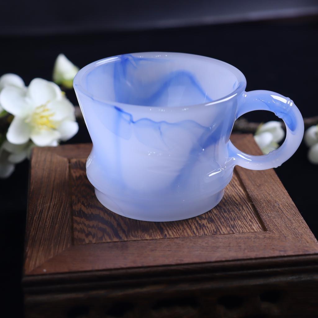 Chinese Style Milk Jade Glass Tea Cup Kung Fu Tea Family Meeting Tea Cup Household Simple and Exquisite Water Cup