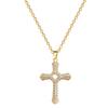 Rotating Cross Light Luxury Temperament Gorgeous Full Diamond Necklace Female Versatile Collarbone Chain Titanium Steel Chain