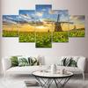 5 Panels Landscape Sunflower Windmill Sunrise Canvas Painting Nature Posters and Prints Wall Art Pictures Home Decor No Frame