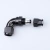 90 Degree Aluminum -8 AN Female To AN8 PTFE Fuel Line Hose Fitting One Piece Full Flow Connector for Teflon Hose, Black
