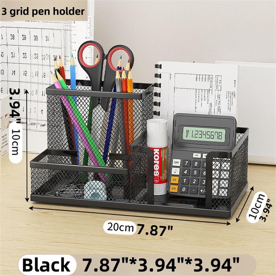 Desk Stationery Organizer Creative Metal Pen Holder Pencil File Storage Rack 7 Grid Storage Box Divided Container Office Access