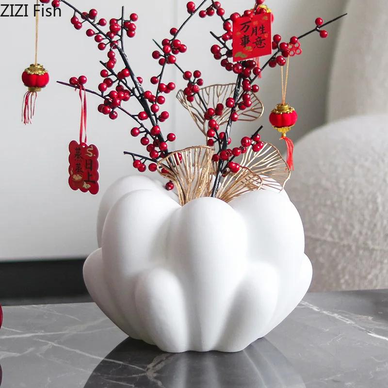 White Bubbles Decorative Vase Minimalist Plant Pot Table Decoration Flowers Arrangement Flower Vases Room Aesthetic Decor