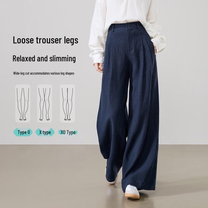 ESE-Y Women's Hemp Wide-Leg Straight Casual Pants