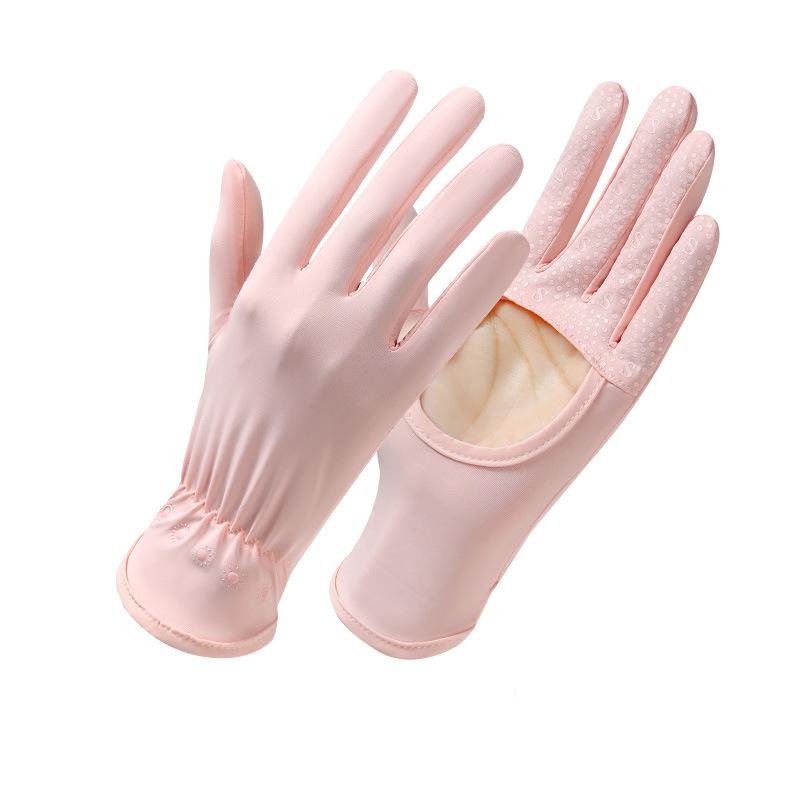 Ice silk sunscreen gloves summer thin outdoor breathable quick-drying cycling non-slip driving full-finger sunshade gloves