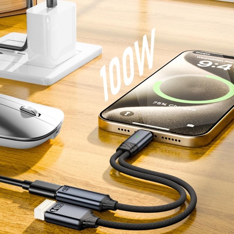 C To USB OTG and Charger Adapter Cable for Type C Devices with Audios Capability Compatible for Phone Tablets Computer