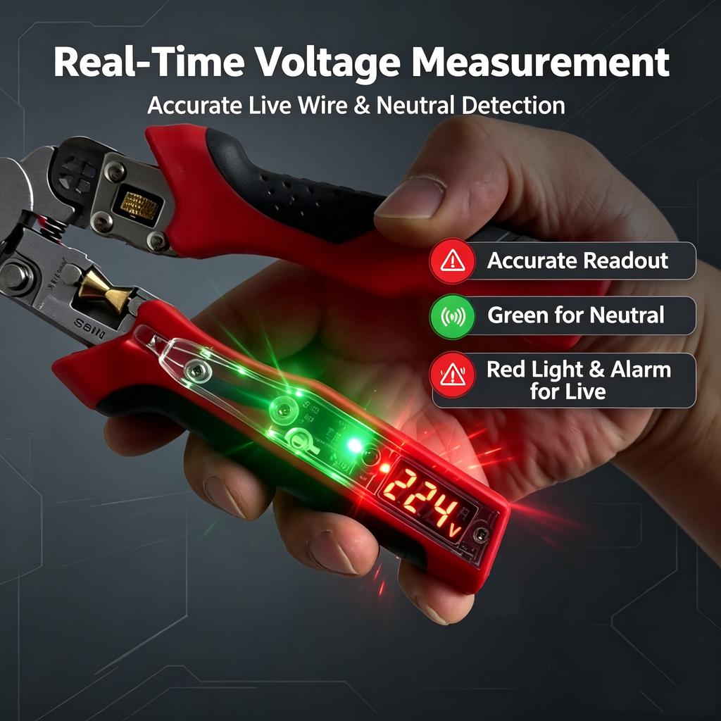 New Adjustable Wire Stripper with USB Charging & Accurate Voltage Detection, Professional Electrician Tool for Wire Stripping‑Cu