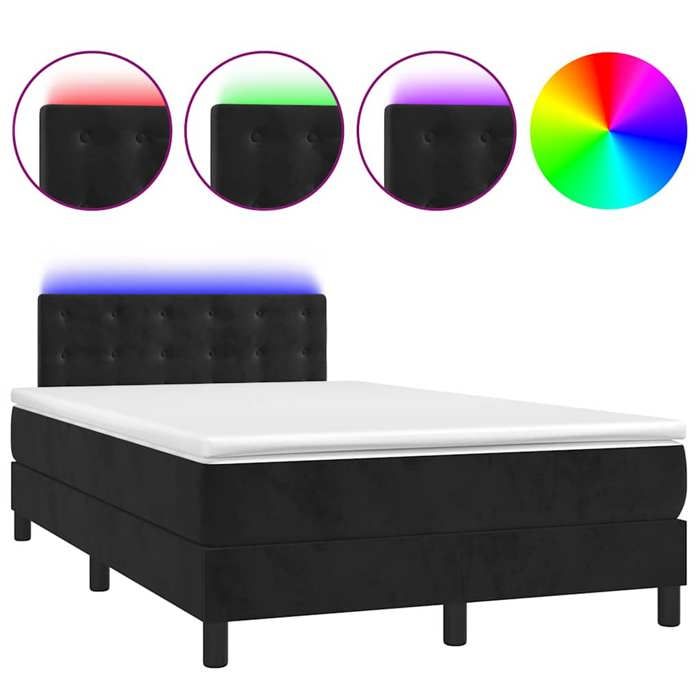 Maison Exclusive - Sommier à lattes de lit et matelas LED noir 120x190 cm velours