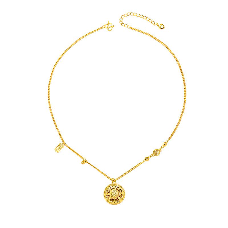 Filigree Eight Treasures Compass Trendy Clavicle Chain Jewelry Necklace Pendant