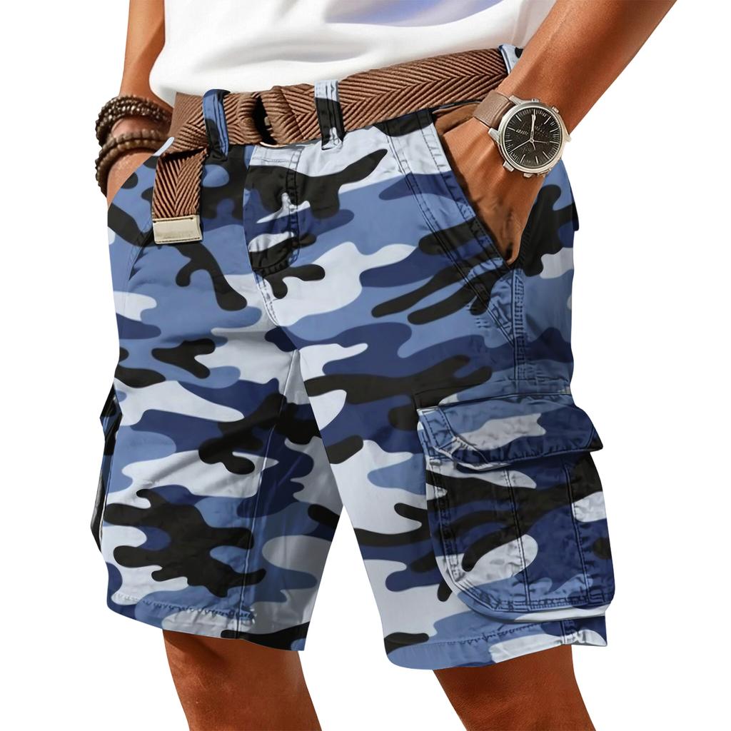 Men's Casual Trend Camouflage Print Shorts - Men's Multi-pocket Workwear Sports Shorts (without Waistband)